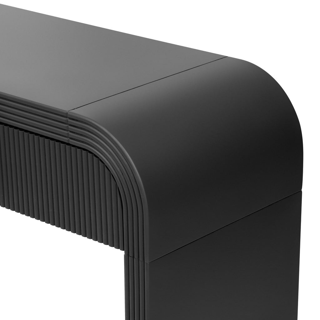 Console table two-drawer storage organization detail