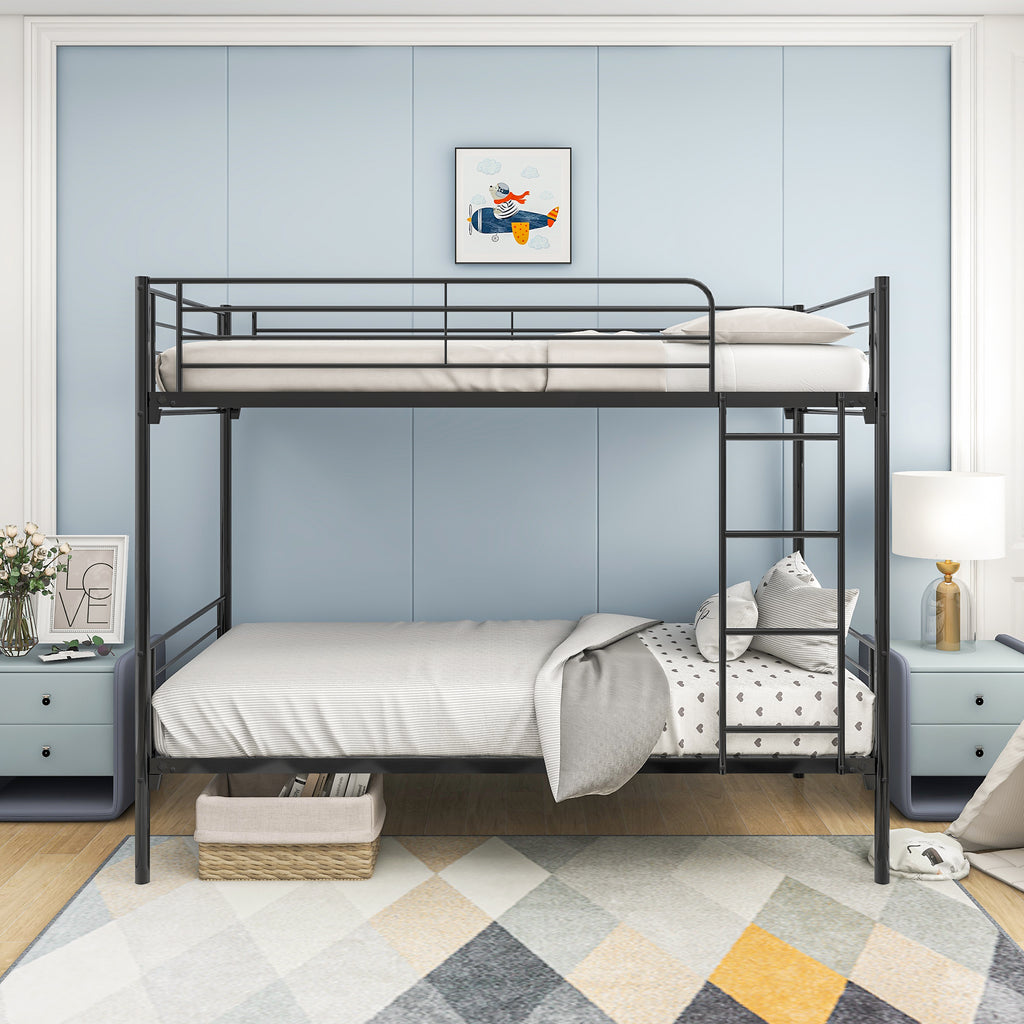 Twin over twin bunk bed steel slat platform — no box spring