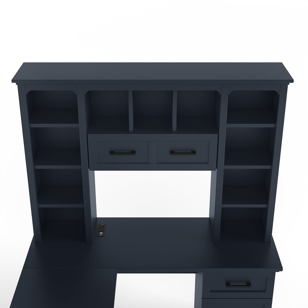 Computer desk with multi-monitor workspace layout