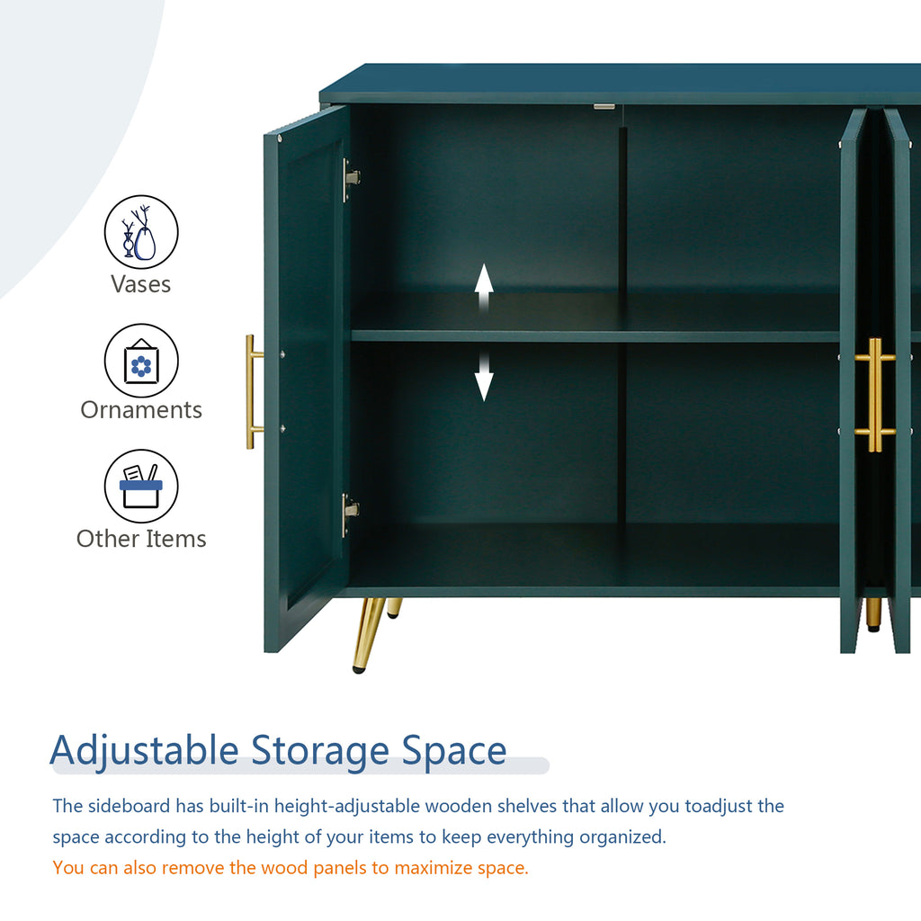 Storage cabinet doors with vertical line pattern close-up