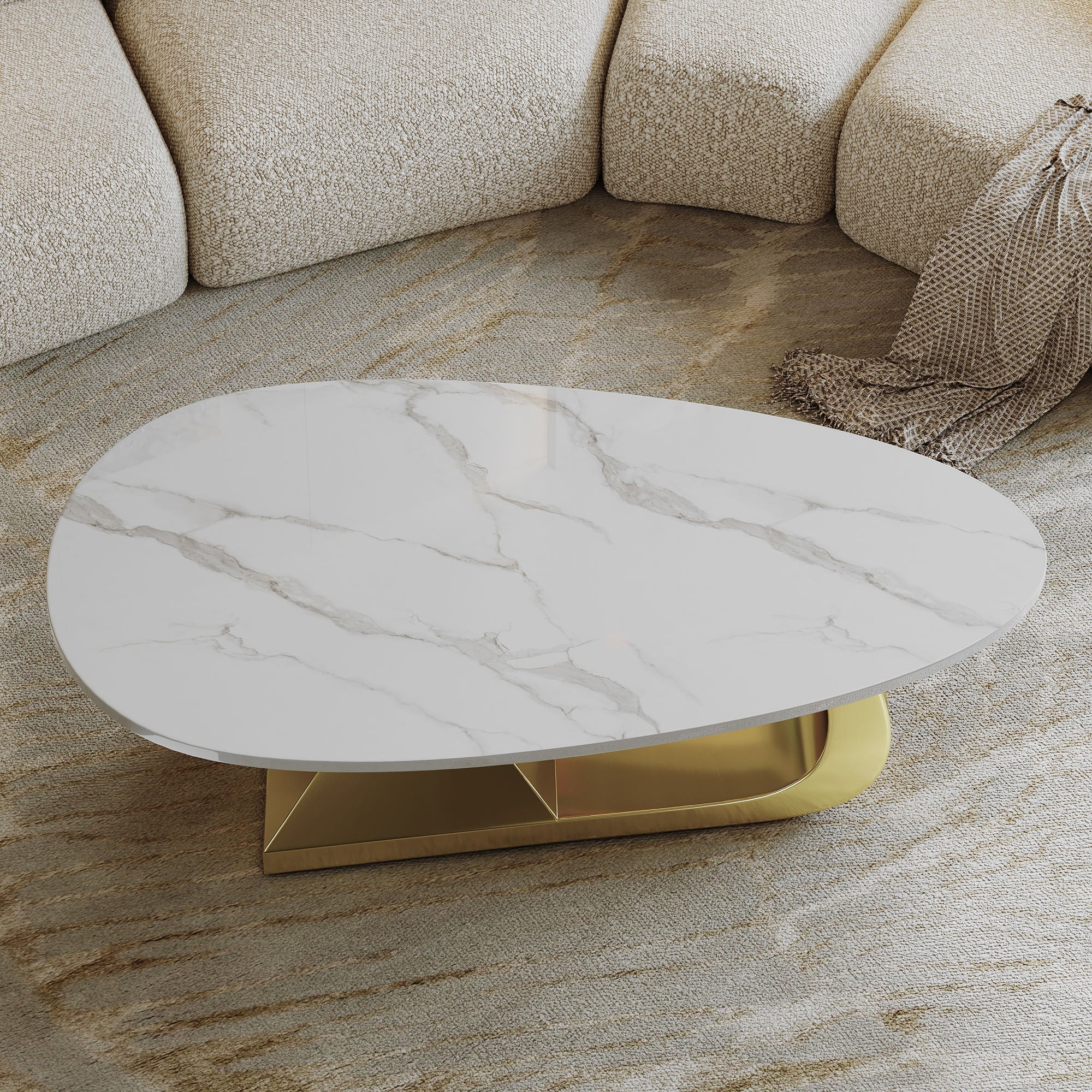 Large coffee table oval shape living room centerpiece