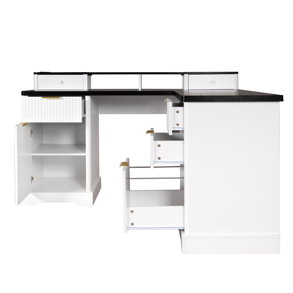 White fluted desk assembly dimension reference