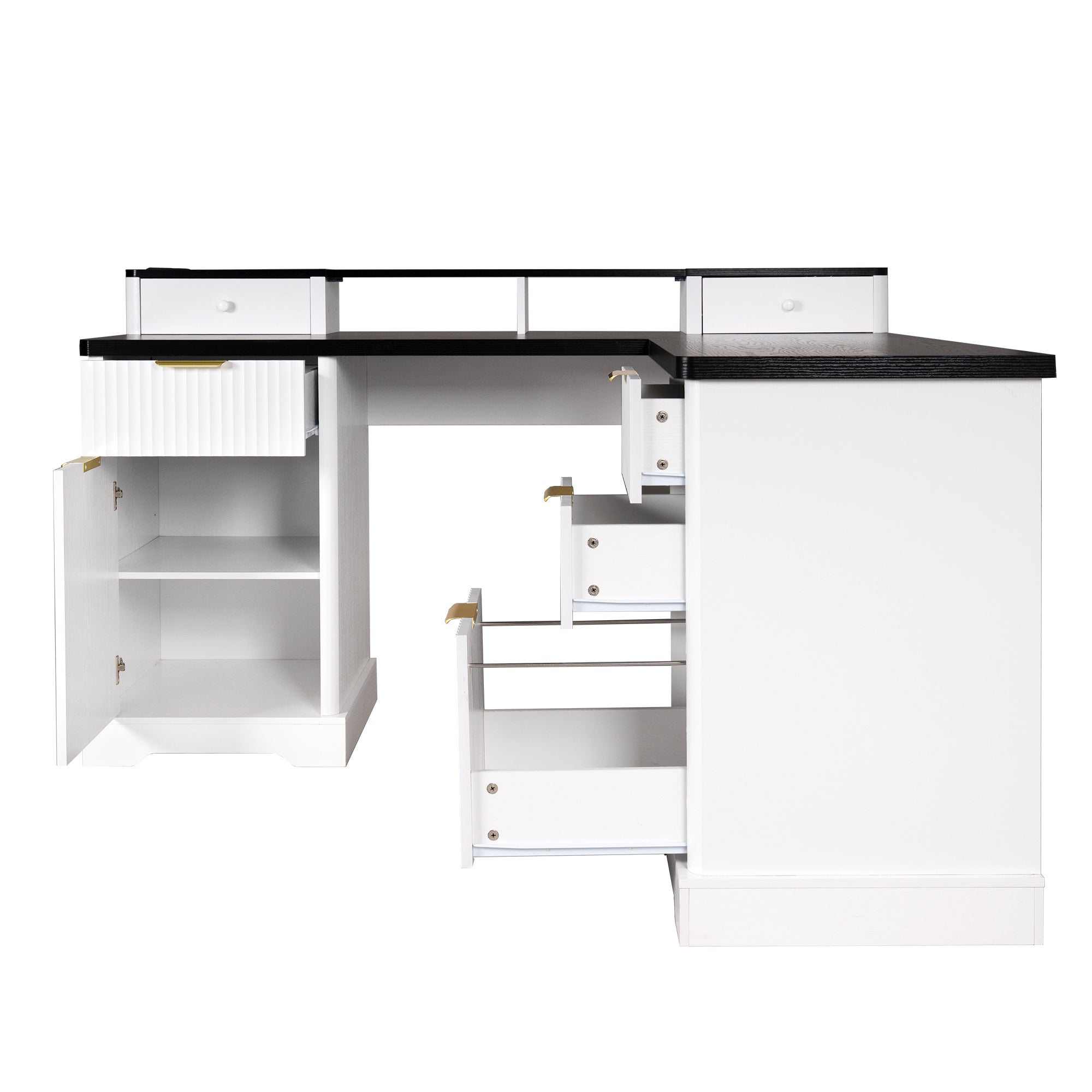 White fluted desk assembly dimension reference