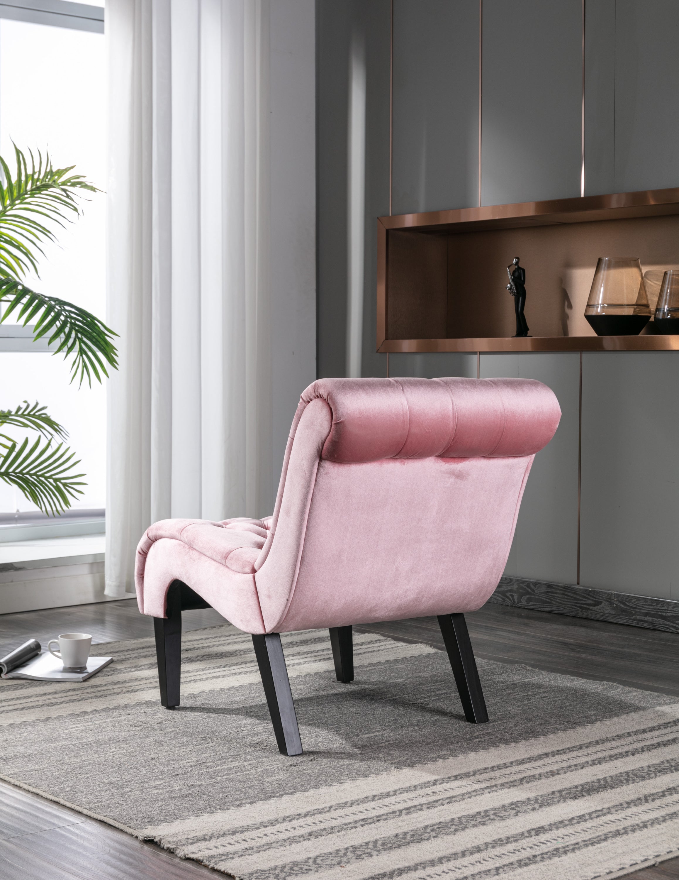 Pink velvet chair seat and back