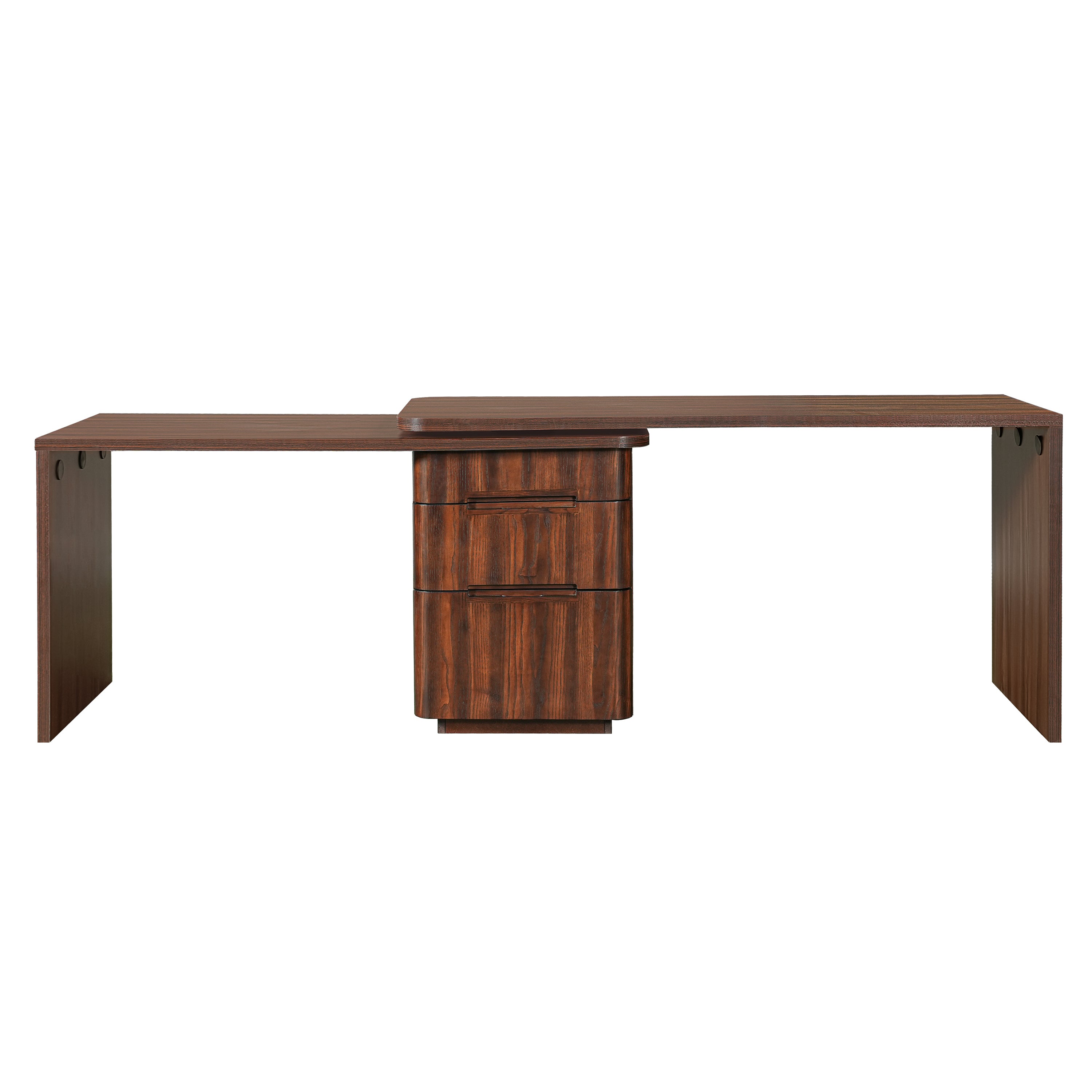 Walnut desk drawer interior storage compartment