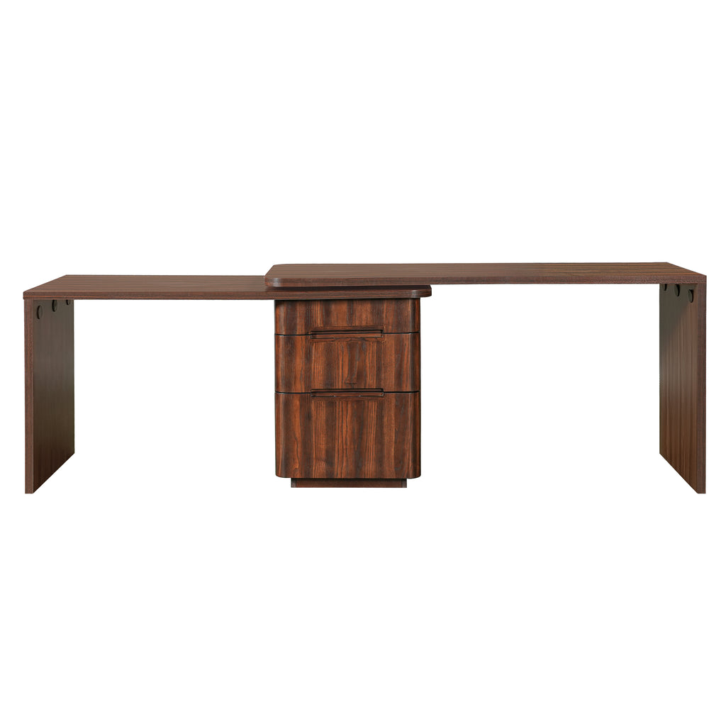 360 rotating L-shaped desk drawer and desktop detail