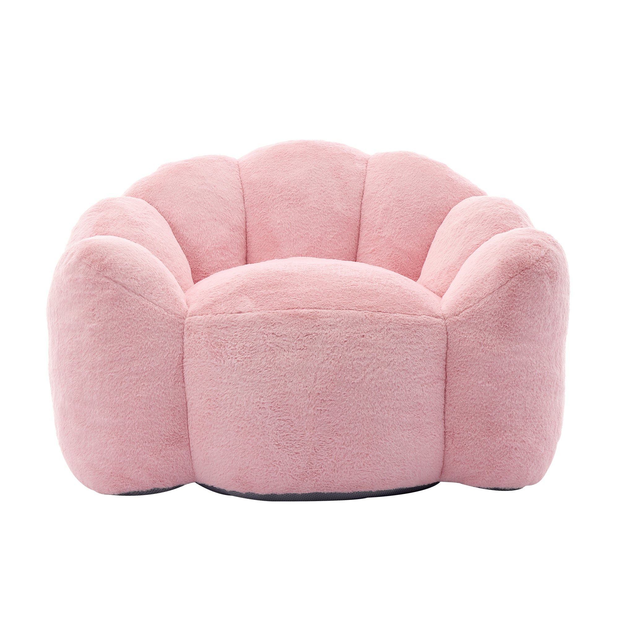 Faux Fur Lotus Compression Bean Bag Floor Chair — Pull Ring, 43.7" Wide