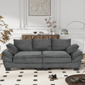Gray corduroy U-shape curved sofa — front view