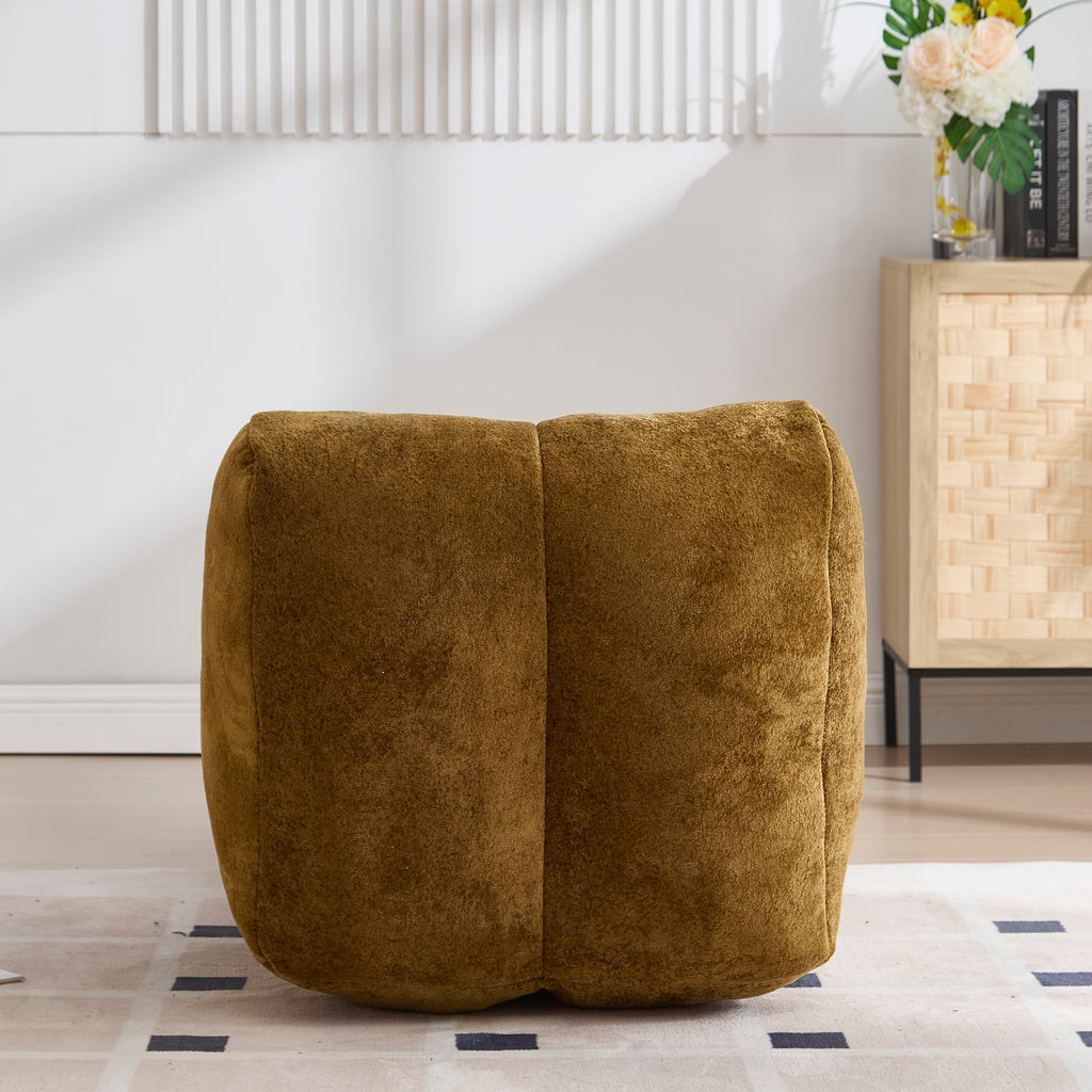 Brown bean bag sofa chair back view