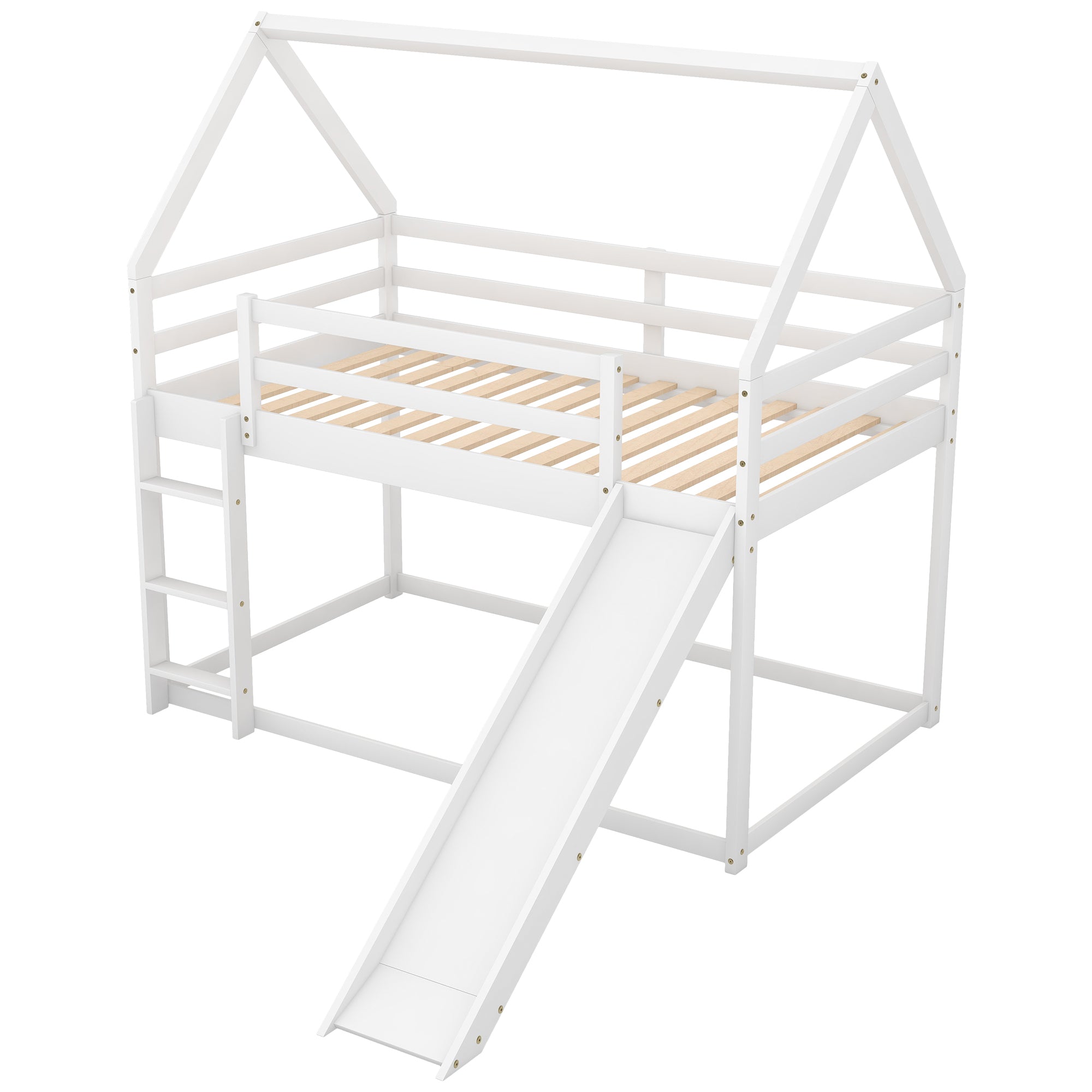 White pine wood bunk bed ladder view