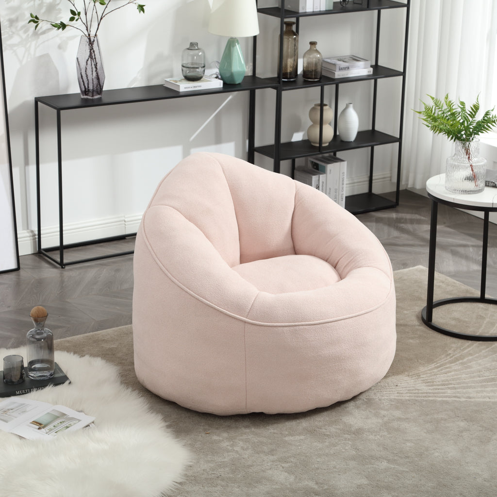 Bean bag sofa chair with footrest seating area detail