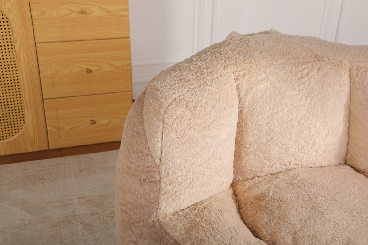Oversized Bean Bag Chairs,Multicolor Faux Fur Couch Filled with Shredded Sponge,Large Lounger Sofa For Living Room,No Assembly Required , Pink+White+Purple