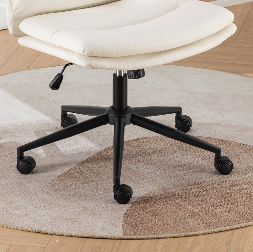 White desk chair with caster wheels