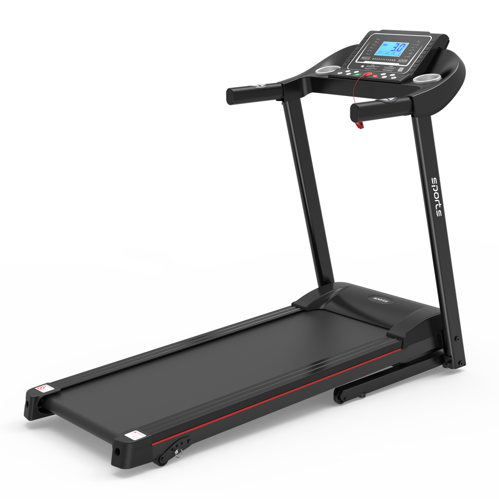 Black treadmill 250 lb weight capacity stable frame detail