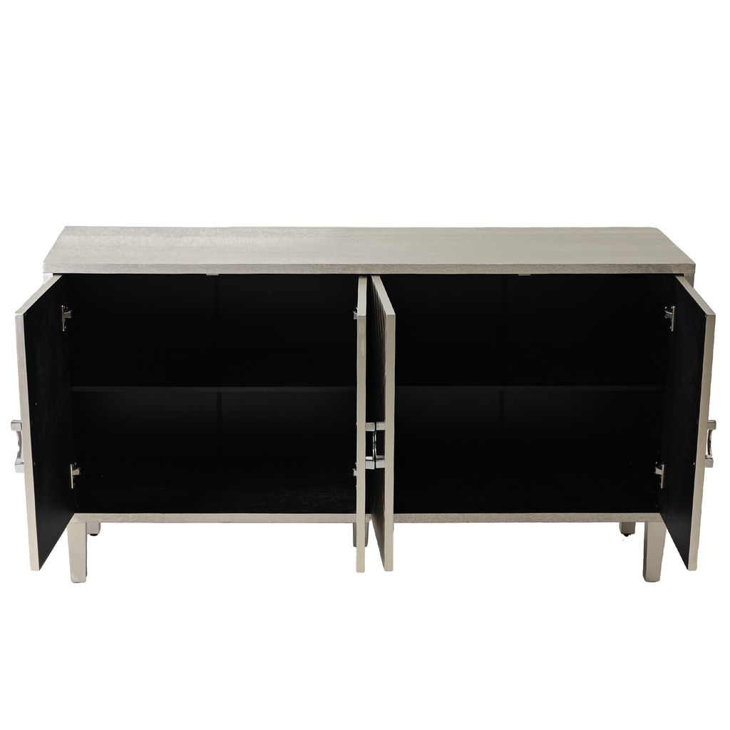 Champagne sideboard cabinet open door storage detail