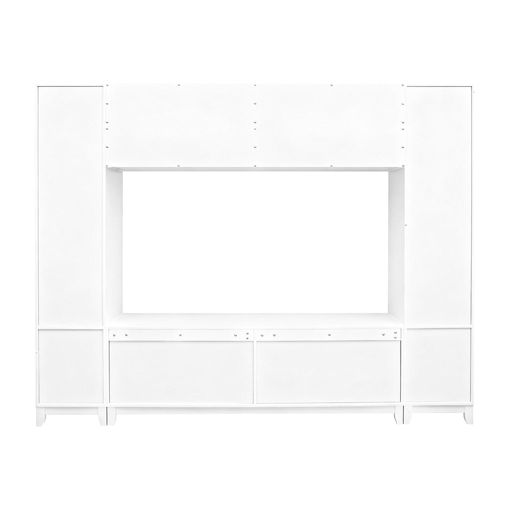 Living room white wall unit TV stand full product photo