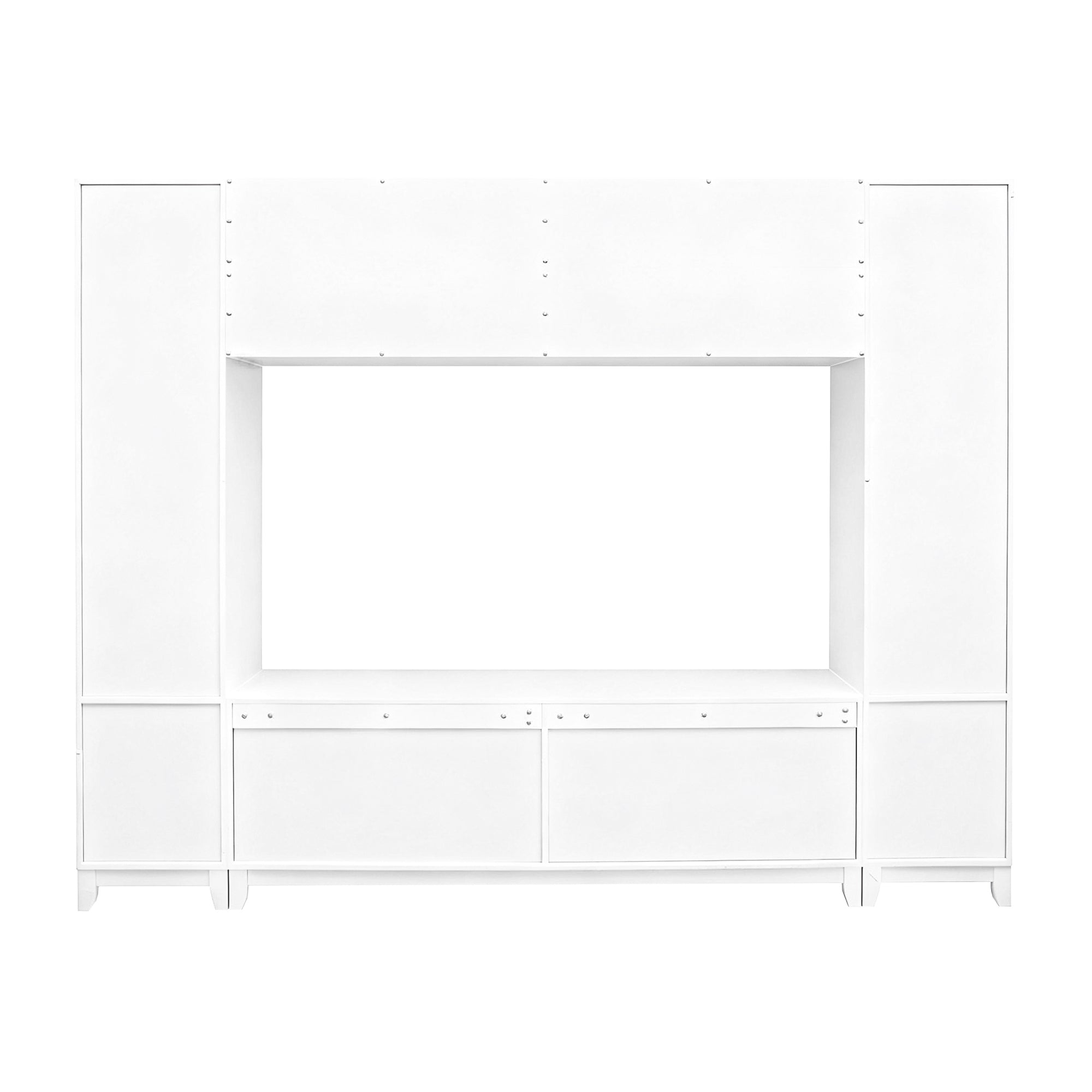 Living room white wall unit TV stand full product photo
