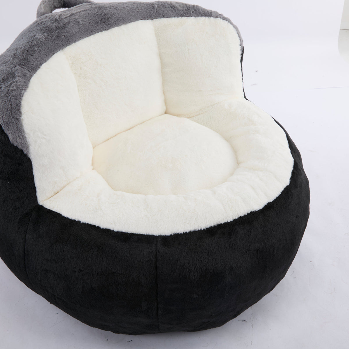 Oversized Bean Bag Chairs,Multicolor Faux Fur Couch Filled with Shredded Sponge,Large Lounger Sofa For Living Room,No Assembly Required , Pink+White+Purple