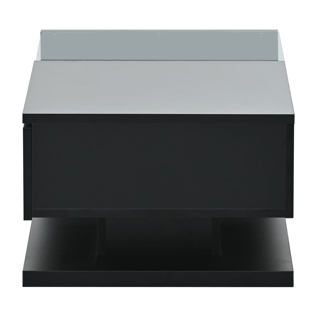 Modern coffee table soft-close drawer mechanism