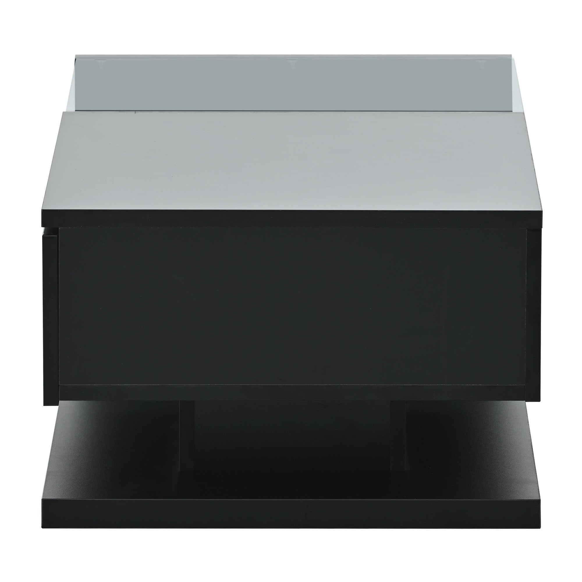 Modern coffee table soft-close drawer mechanism