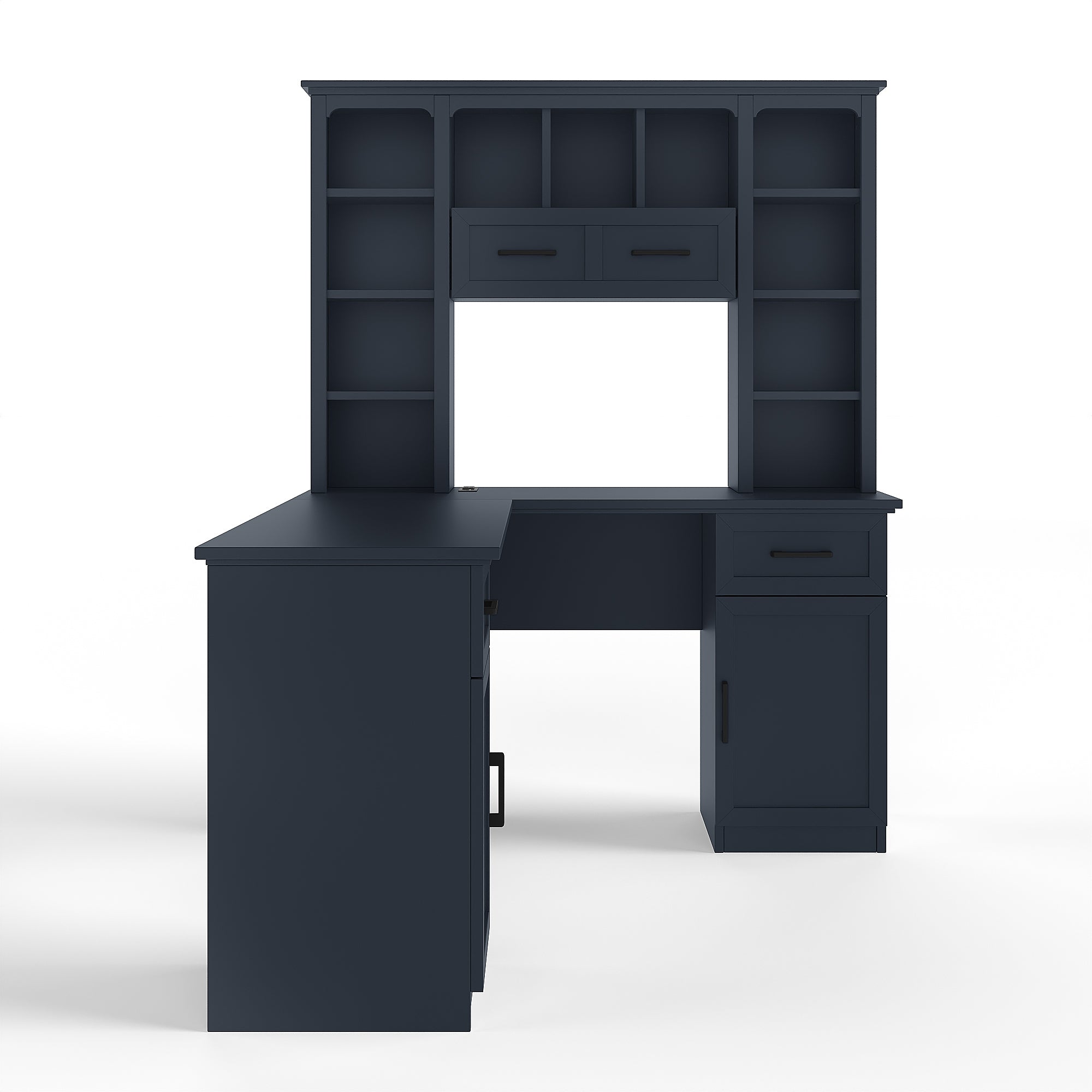 Built-in power outlet detail on desktop