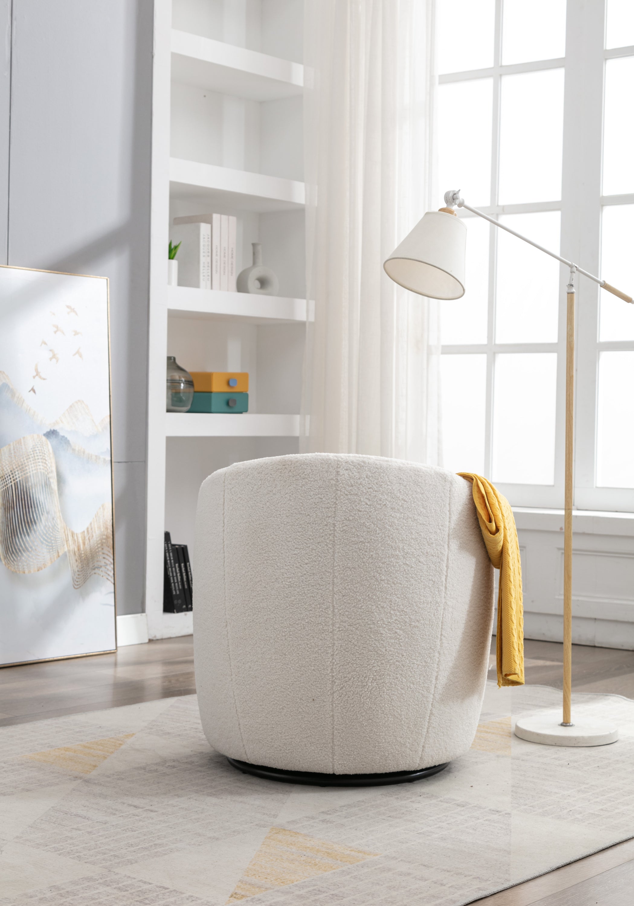 Swivel accent armchair in bedroom