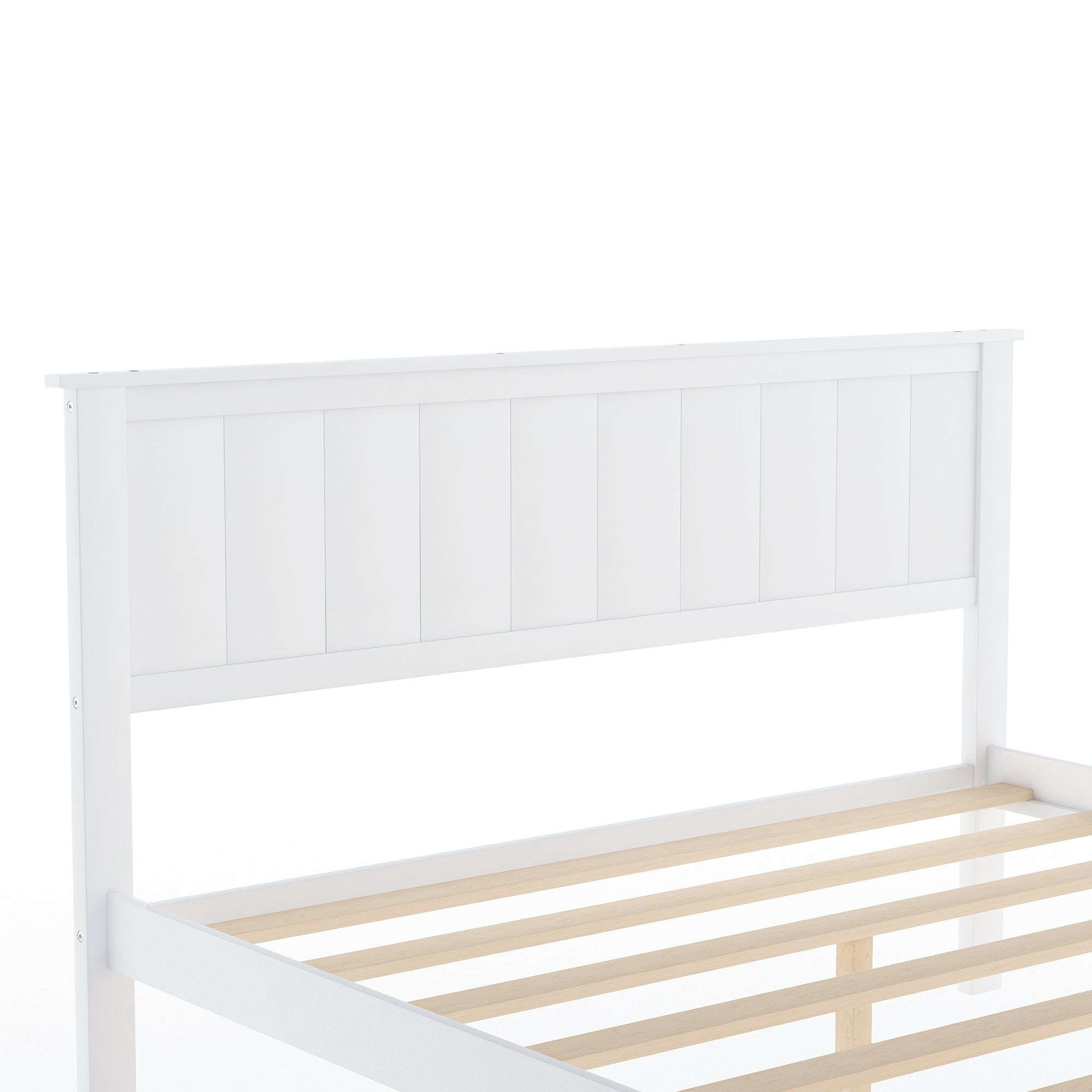 White platform bed assembly and dimension reference