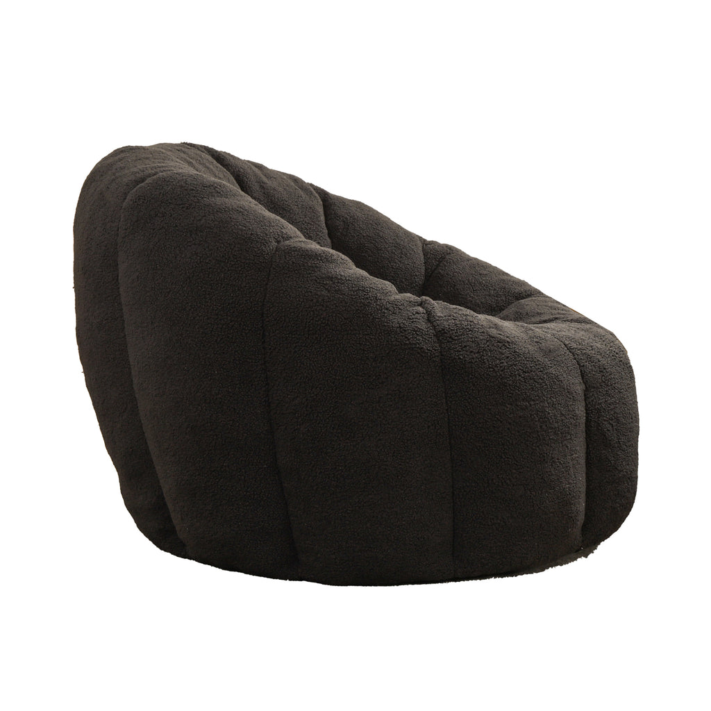 Ergonomic backrest on dark gray bean bag chair