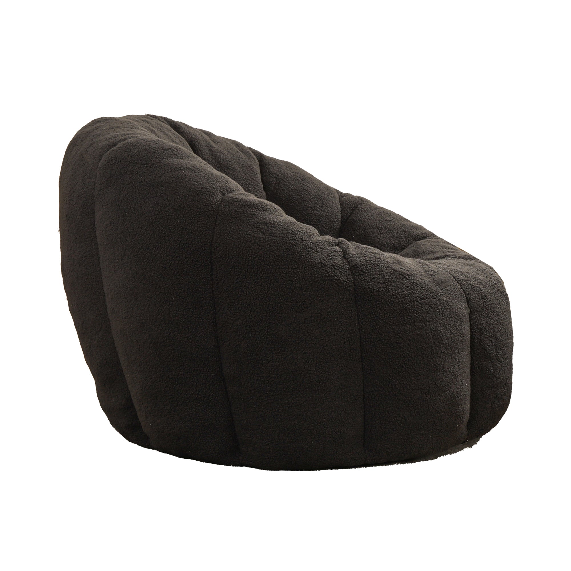 Ergonomic backrest on dark gray bean bag chair