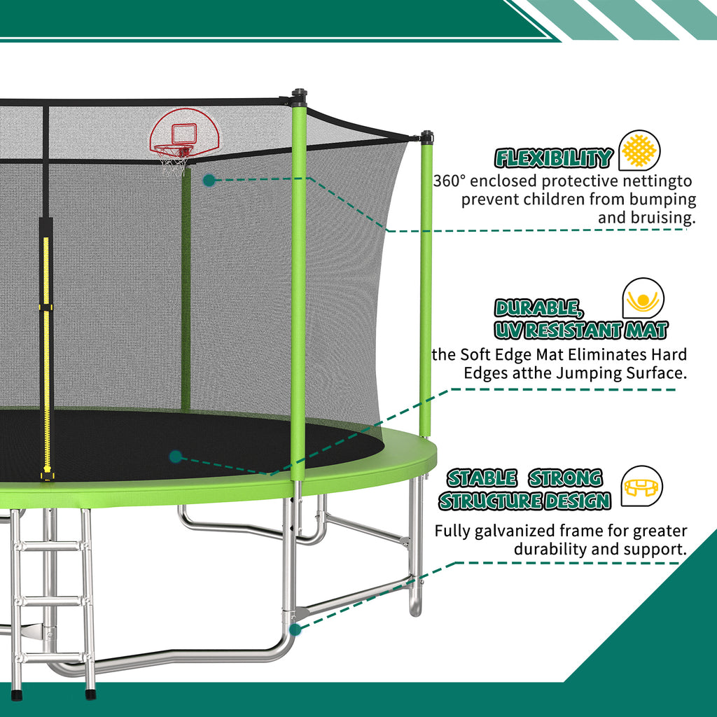 Trampoline ladder three-step textured non-slip treads close-up