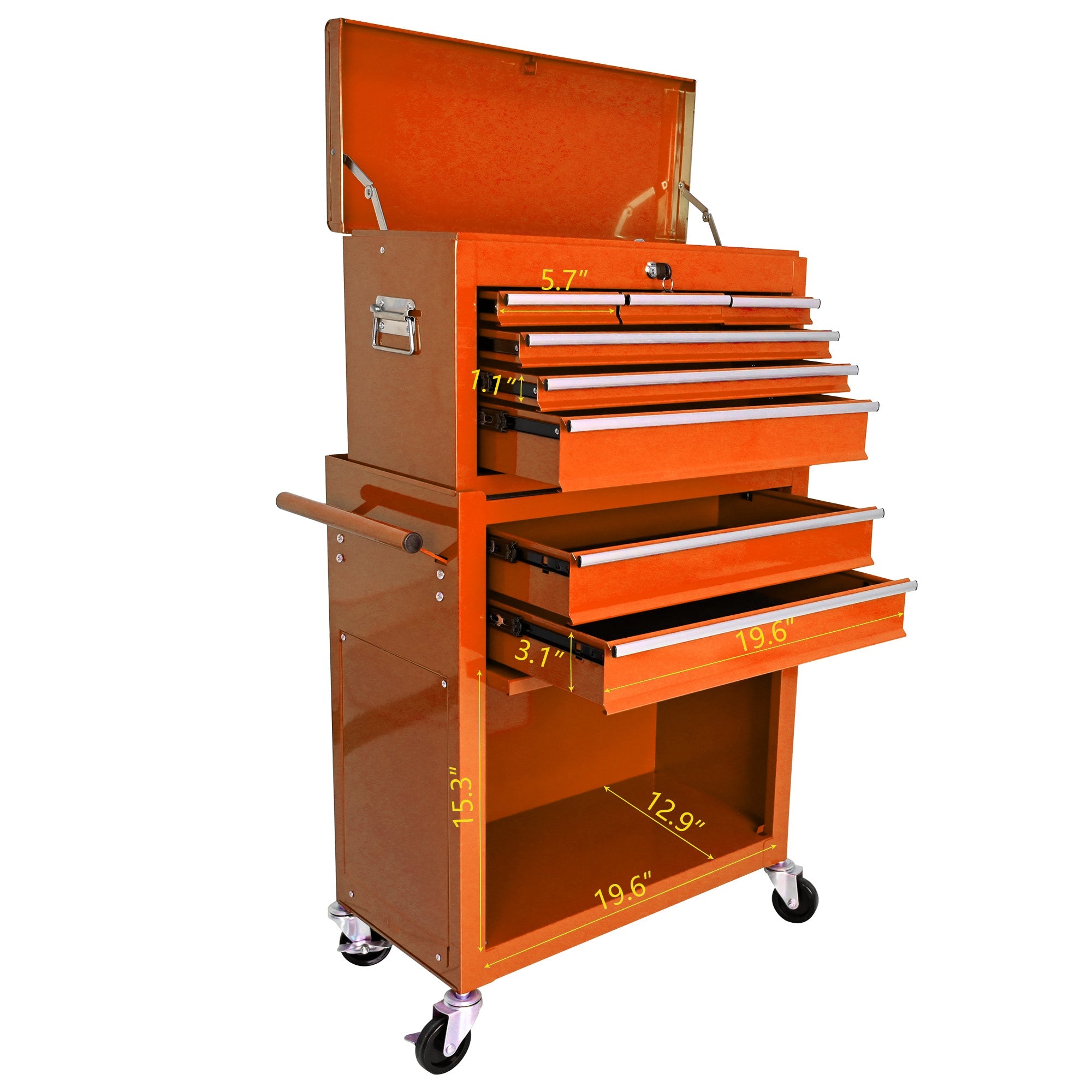 8-Drawer Rolling Tool Chest with Lock — Metal Tool Storage Cabinet