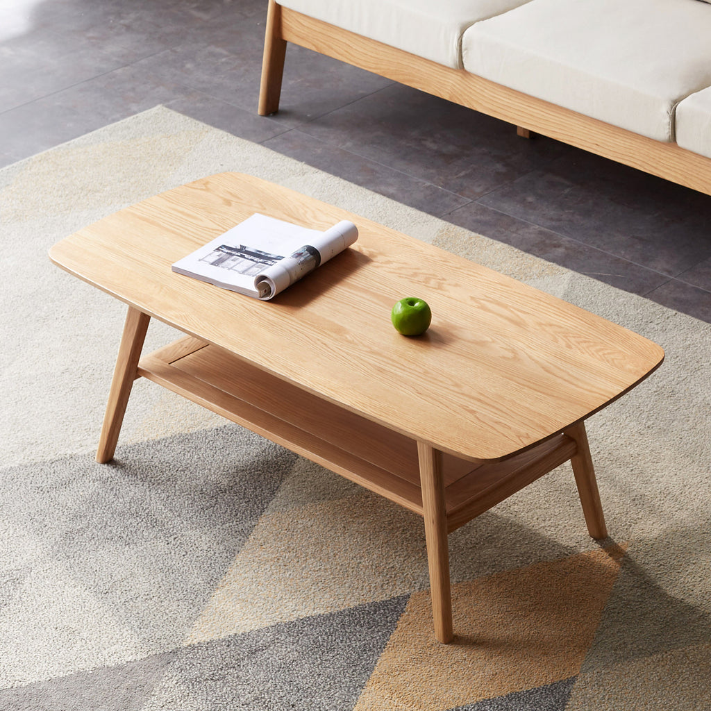 Natural oak coffee table in living room setting