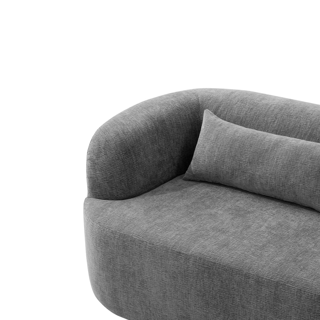 Gray chenille cloud couch — side view