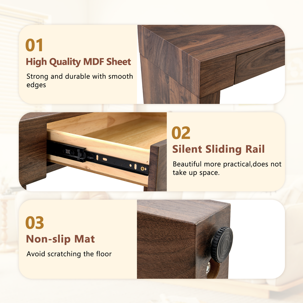 Walnut bar table side profile 37 inch height