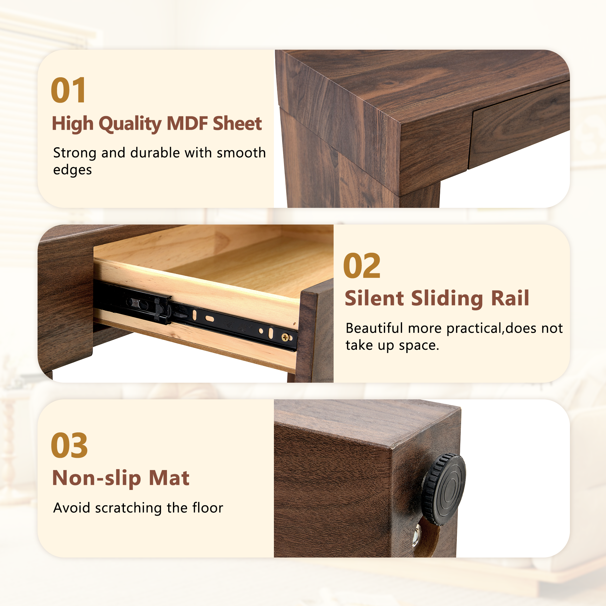 Walnut bar table side profile 37 inch height