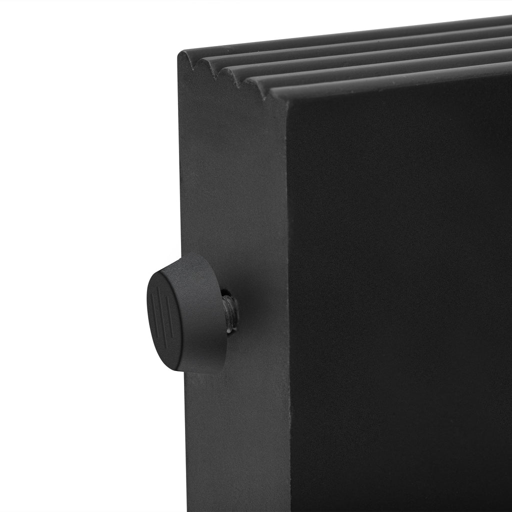 Black console table adjustable foot pads stability