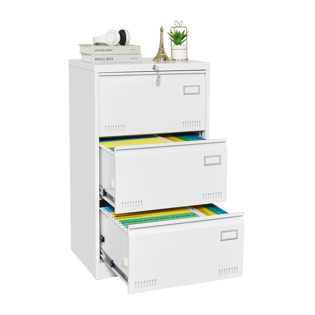 3-Drawer Metal Lateral File Cabinet with Lock