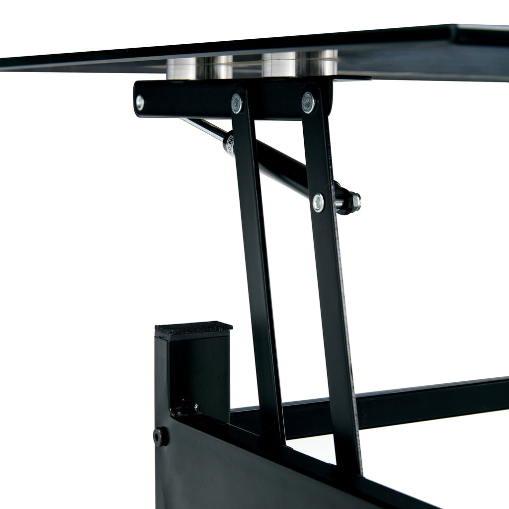Modern black glass coffee table 2-layer design product photo