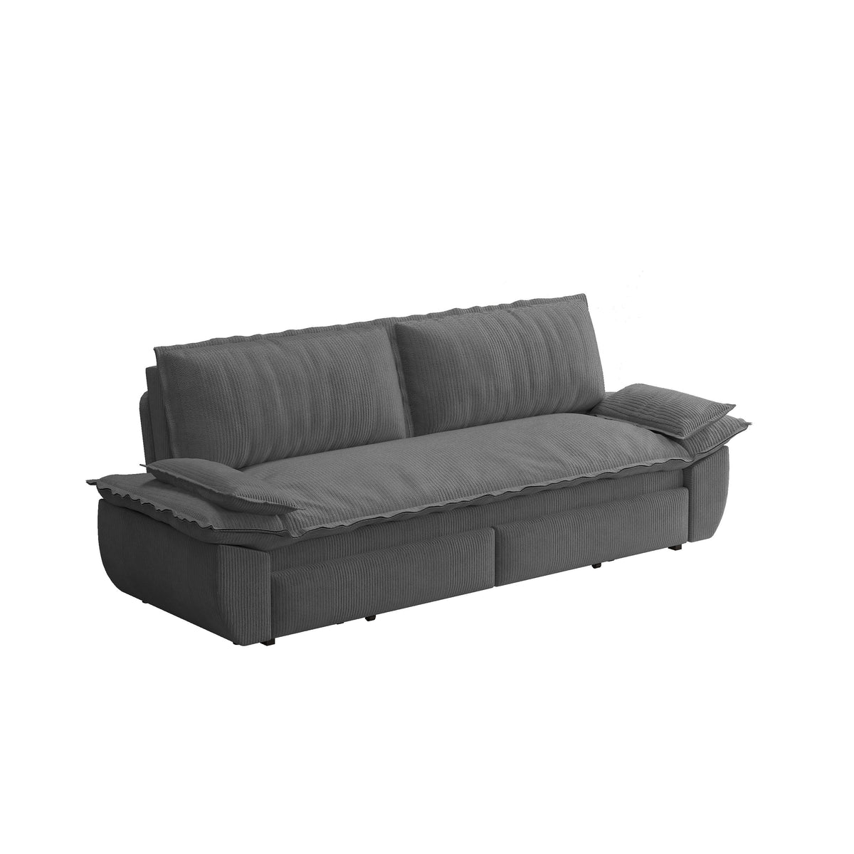 73.2' Queen Pull Out Sofa Bed,3-in-1 Convertible Sleeper Sofa,Multi-Functional Corduroy Loveseat Bed, Grey