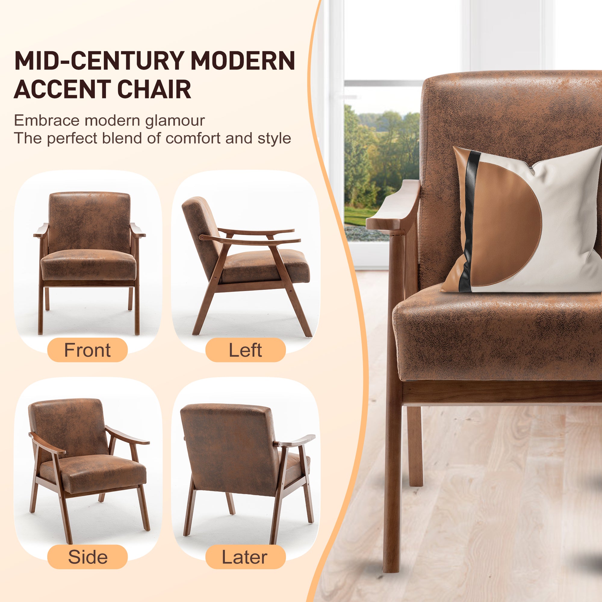 Mid-century wingback chair side profile