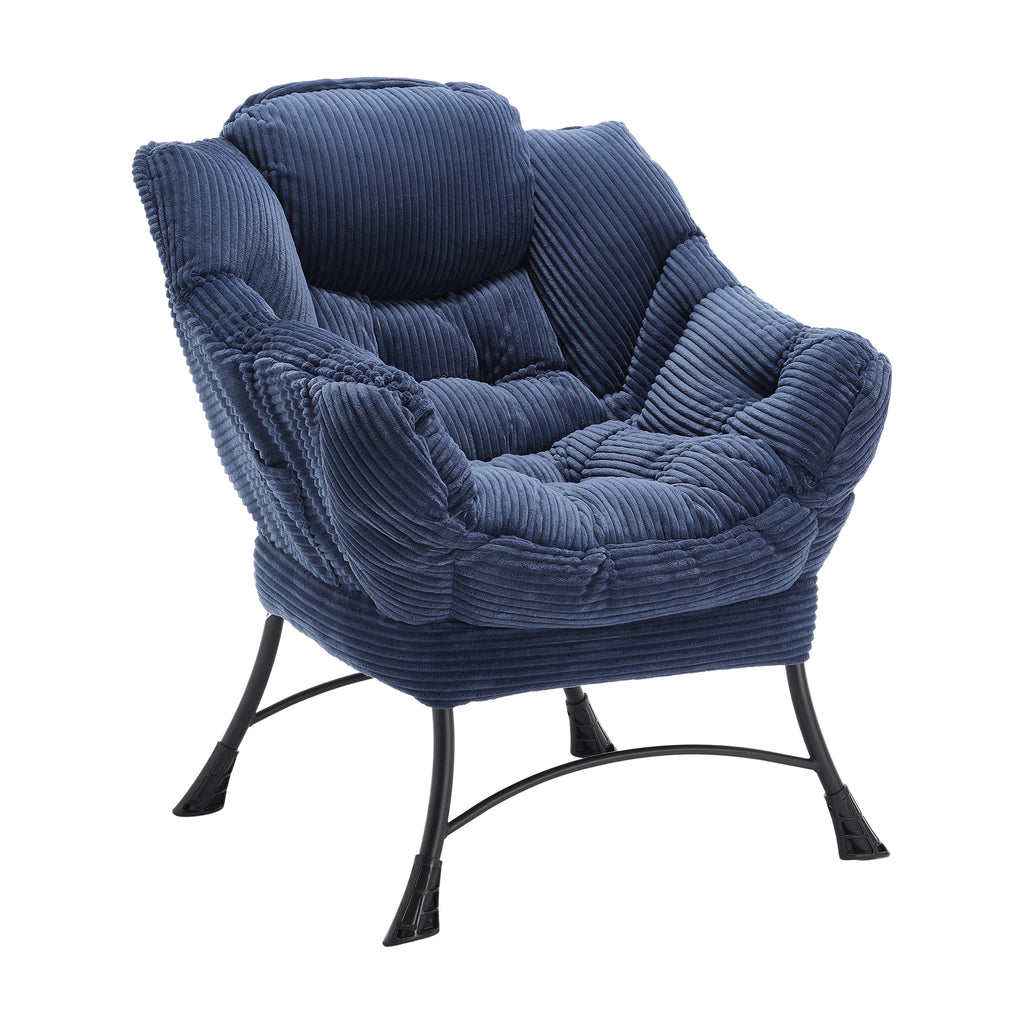Foldable ottoman stored beside lounge chair