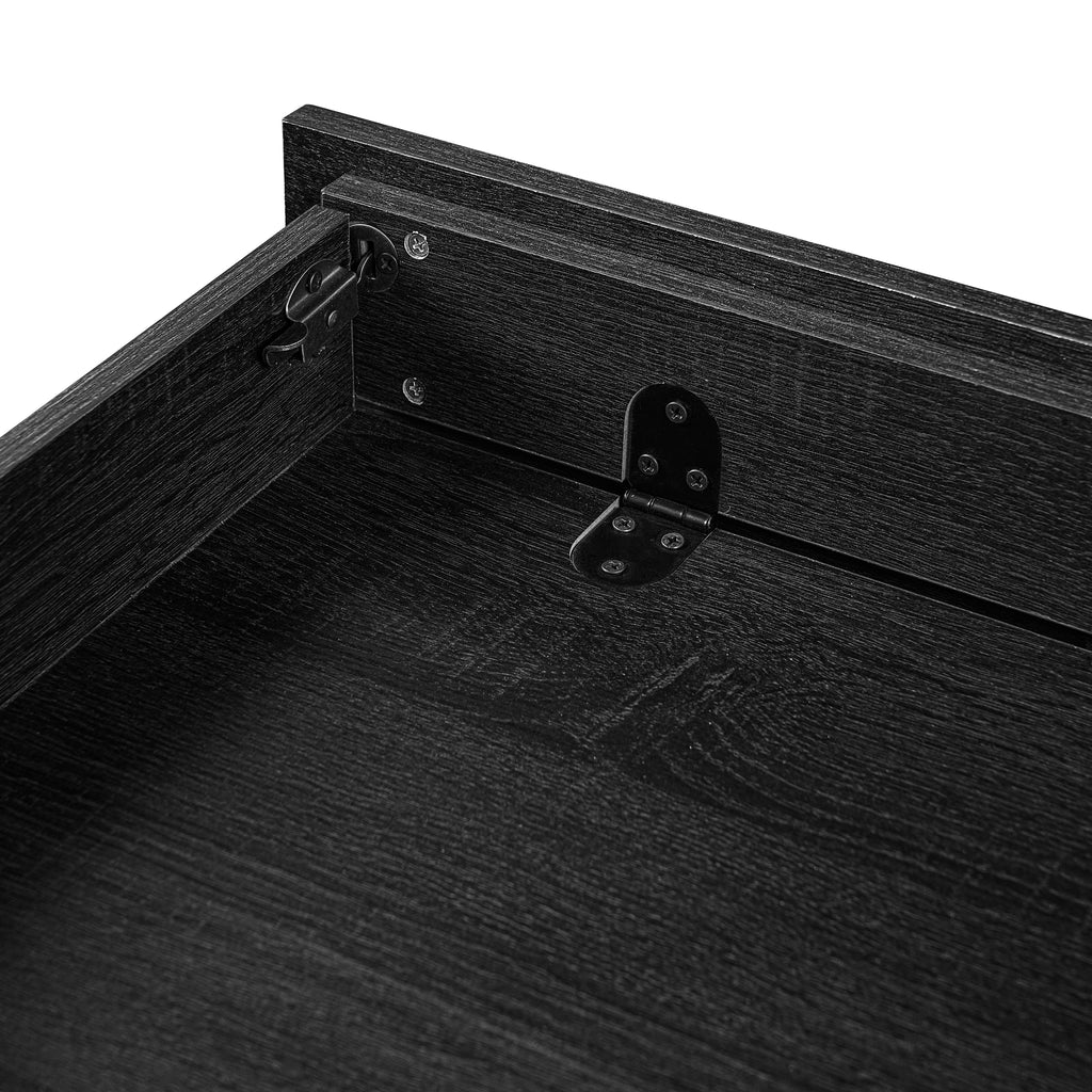 Black executive desk gold trim corner detail