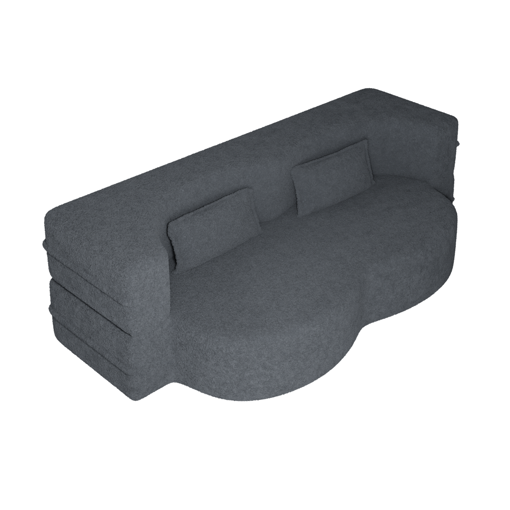 Sherpa Fleece Foldable Floor Sofa Bed — 3-in-1 Full Size, 78" Wide