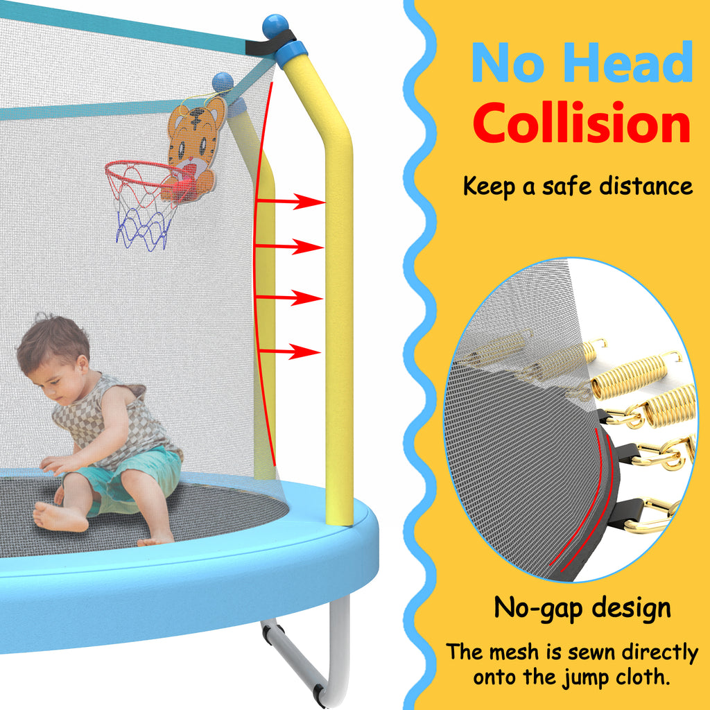 55-inch kids trampoline net and zipper entry
