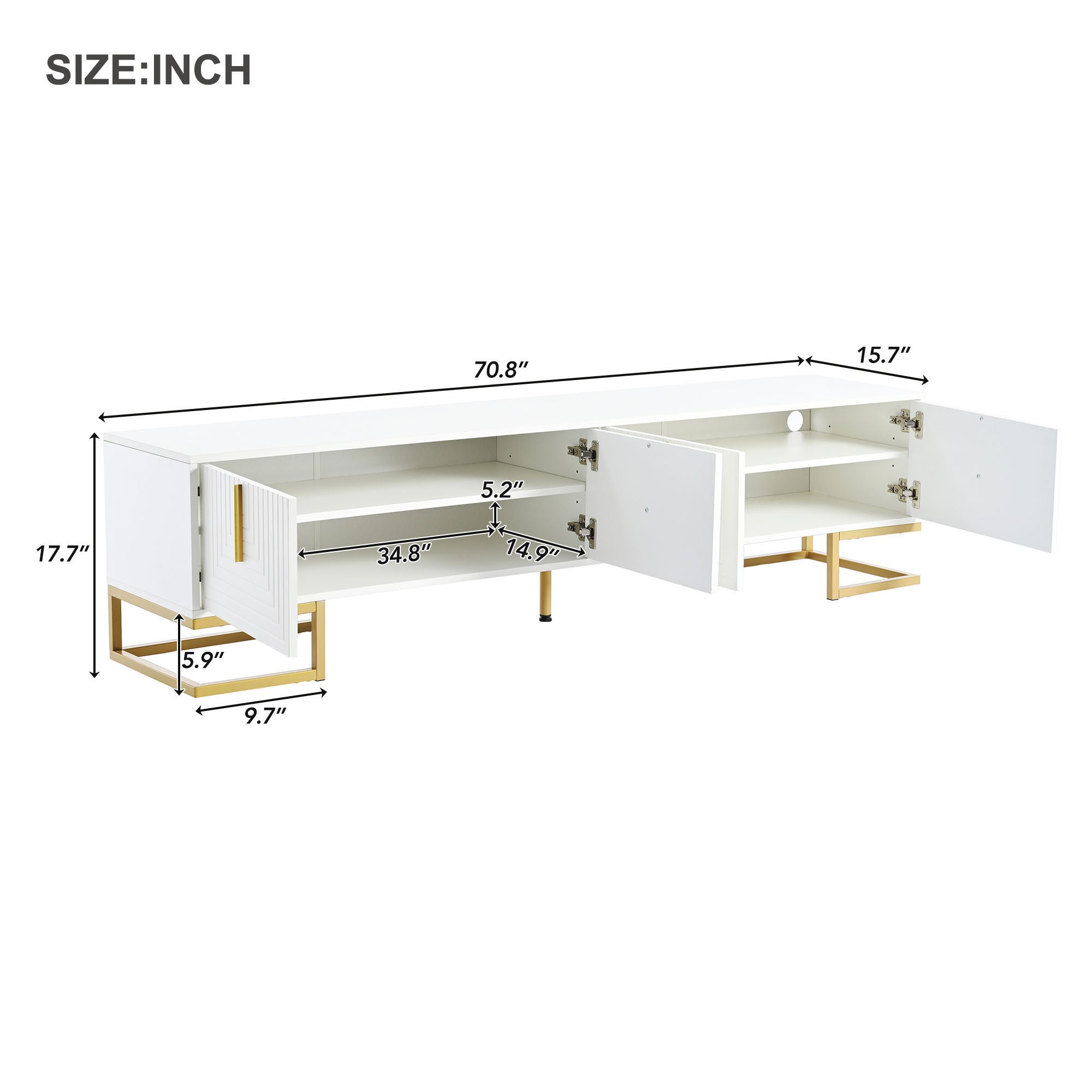 TV stand interior with adjustable shelves