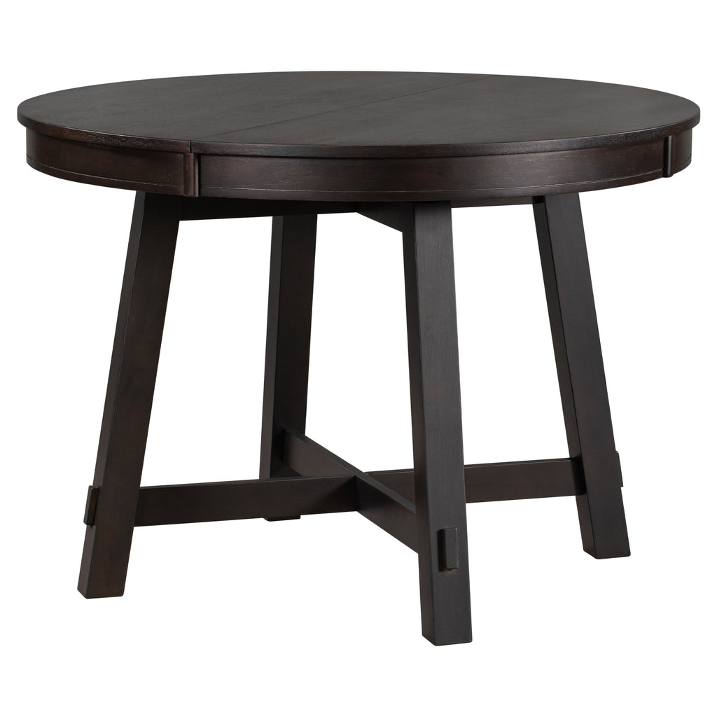 Round Extendable Dining Table — 16" Leaf, X-Base, Seats 6