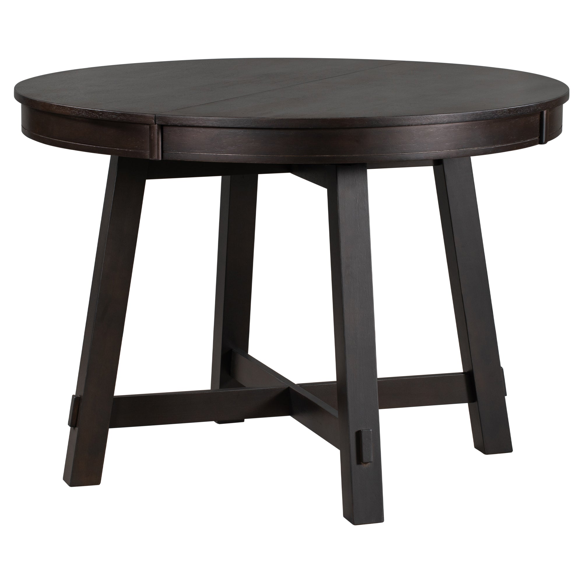 Round Extendable Dining Table — 16" Leaf, X-Base, Seats 6