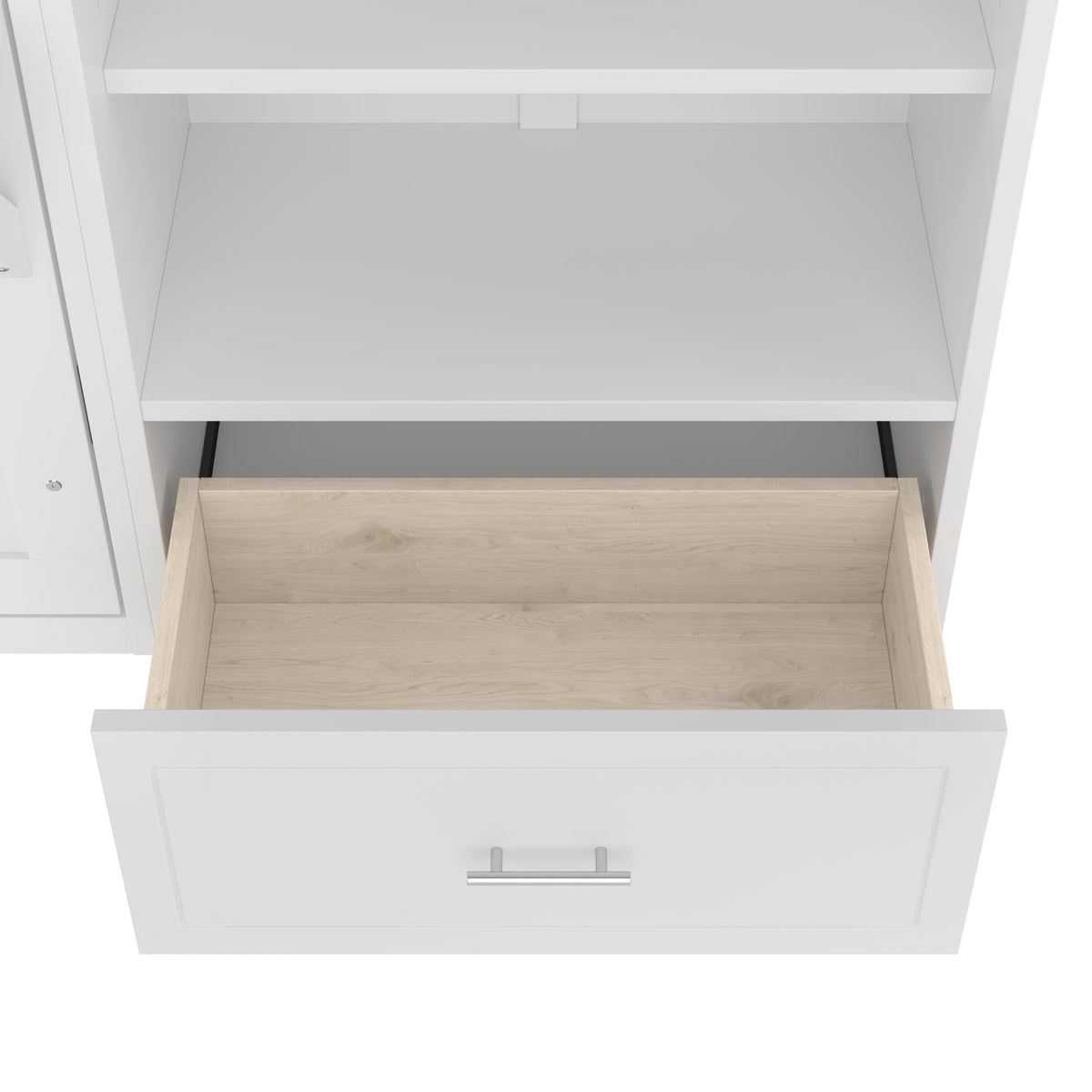 Queen Size Murphy Bed with Height Adjustable Storage Compartments and Shelf, Wall Bed Frame With 1 Drawer, Multifunctional Foldable Platform Bed for Bedroom,Guest Room, Walnut(OLD SKU:N733S309223D)