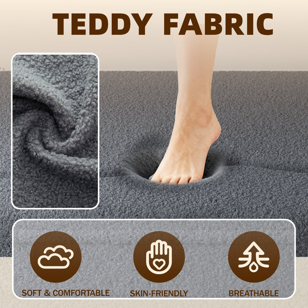Sherpa Fleece Foldable Floor Sofa Bed — 3-in-1 Full Size, 78" Wide