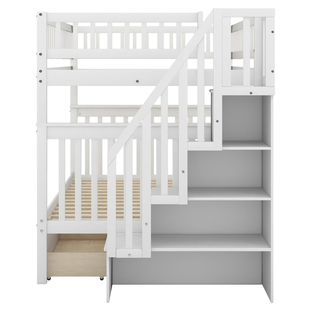 Bunk bed upper and lower full-size sleeping platform detail